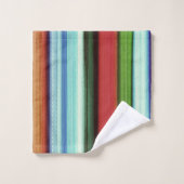 おばあちゃんのストライプカラフル、ソフトで荒っぽい バスタオルセット (ウォッシュタオル)