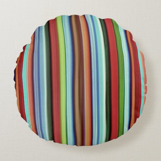 おばあちゃんのストライプカラフル、ソフトで荒っぽい ラウンドクッション (正面)