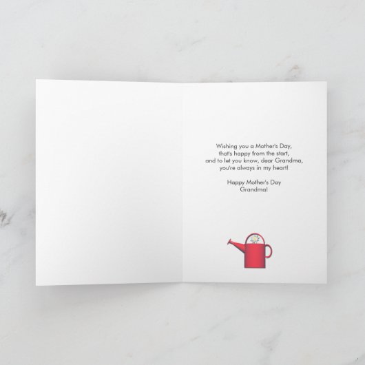 おばあちゃんのデイジーと散水缶の母の日 カード (内部)
