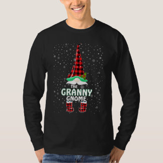 おばあちゃんのノームバッファローチェック柄のファミリーマッチング クリスマス Tシャツ