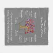 おばあちゃんのハートが白いオングレーの10の名前と日付 フリースブランケット (正面(横))