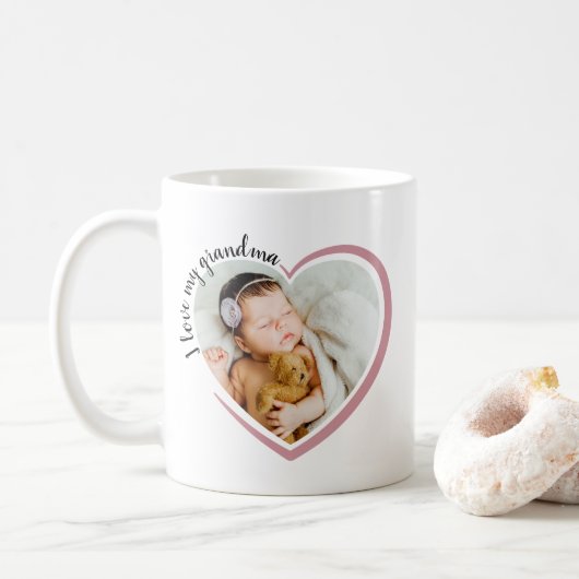 おばあちゃんのハート写真が大好き コーヒーマグカップ (ドーナツ)