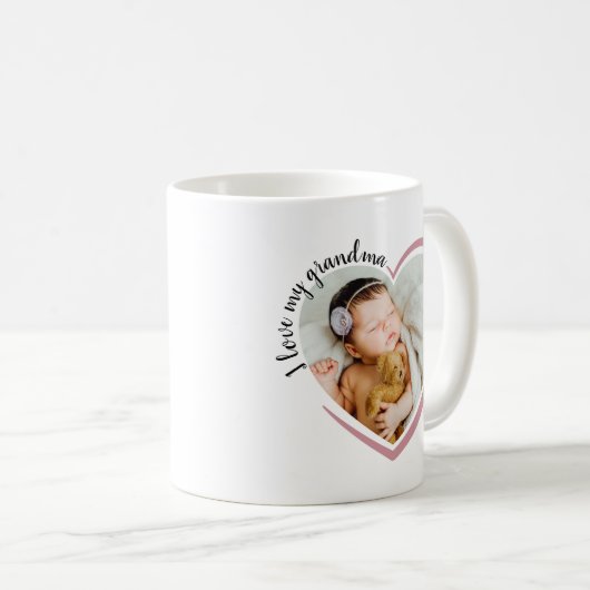 おばあちゃんのハート写真が大好き コーヒーマグカップ (正面右)