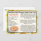 おばあちゃんのパイナップル逆さケーキレシピカード ポストカード (正面/裏面)