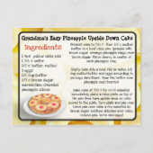 おばあちゃんのパイナップル逆さケーキレシピカード ポストカード (正面)