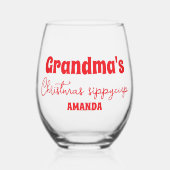 おばあちゃんのパーソナライズされたクリスマスシッピーカップ ステムなしワイングラス (正面)