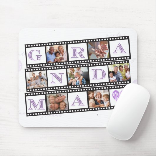 おばあちゃんのパーソナライズされたマウスパッドと7枚の写真！ マウスパッド (マウス)