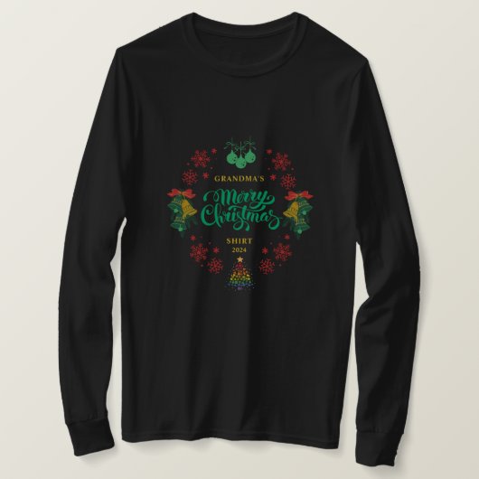 おばあちゃんのパーソナライズされたヴィンテージメリークリスマス Tシャツ (デザイン正面)