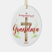 おばあちゃんのパーソナライズされた思い出に宗教的な十字架 セラミックオーナメント (右)
