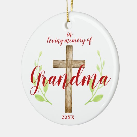 おばあちゃんのパーソナライズされた思い出に宗教的な十字架 セラミックオーナメント (左)