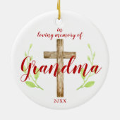 おばあちゃんのパーソナライズされた思い出に宗教的な十字架 セラミックオーナメント (裏面)