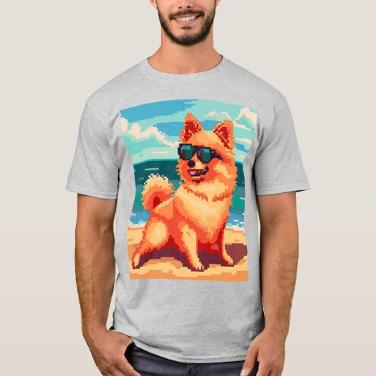 おばあちゃんのピクセル犬 Tシャツ (正面)