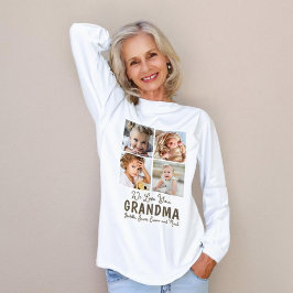 おばあちゃんのフォトコラージュグリッドカスタムデザイン トライブレンドＴシャツ