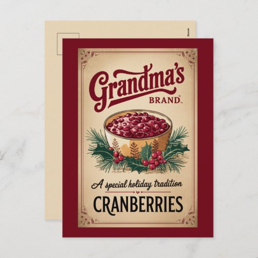 おばあちゃんのブランドのクランベリー追加メッセージ シーズンポストカード (正面/裏面)