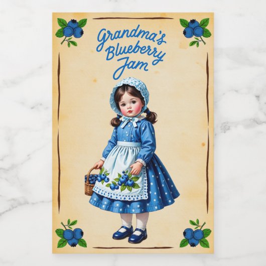 おばあちゃんのブルーベリージャムヴィンテージフードラベル フードラベル (シングルラベル)