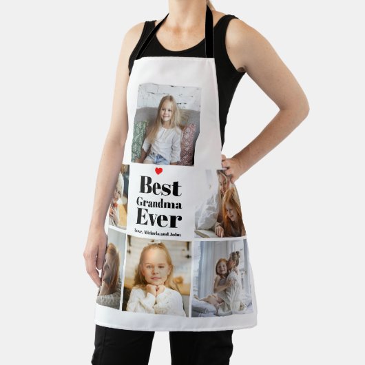 おばあちゃんのプレゼントハート6 Photo Collage エプロン (インサイチュ)