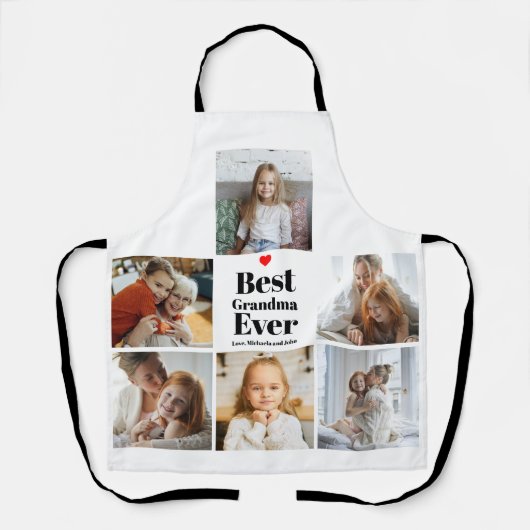 おばあちゃんのプレゼントハート6 Photo Collage エプロン (正面)