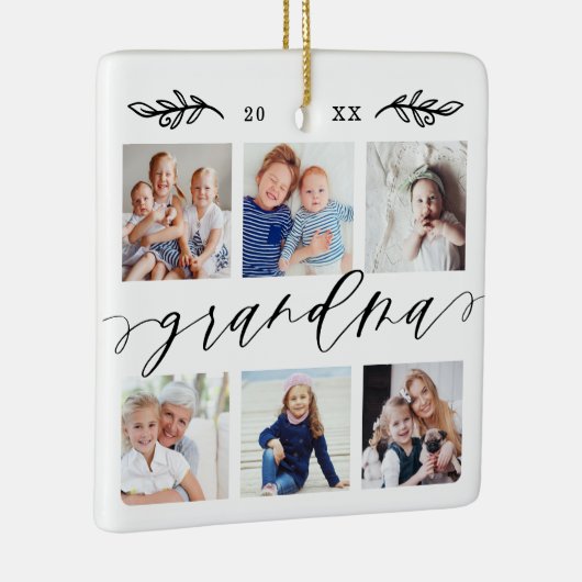 おばあちゃんのプレゼント |孫の写真コラージュ セラミックオーナメント (右)