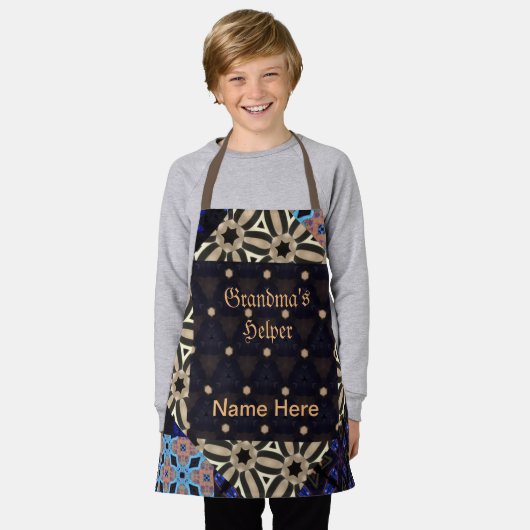おばあちゃんのヘルパーのトレーニングと(名前はこちら)子供 エプロン (着用した状態)