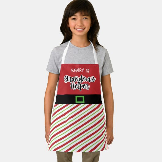 おばあちゃんのヘルパー赤と緑のクリスマス エプロン (インサイチュ)
