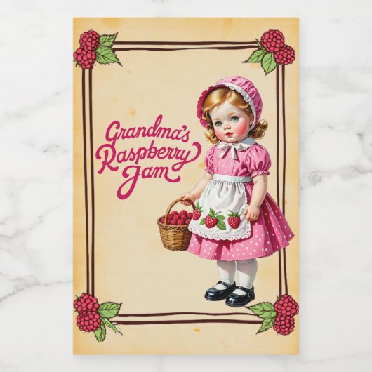 おばあちゃんのラズベリージャムヴィンテージ食品ラベル フードラベル (シングルラベル)
