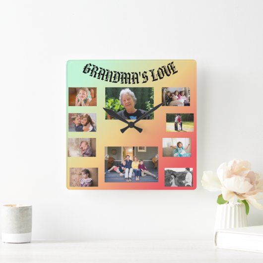 おばあちゃんのラブスクエアウォールクロック スクエア壁時計 (ホーム)