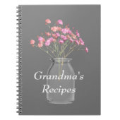 おばあちゃんのレシピ ワイルドフラワーズ メイソンジャー ピンク ノートブック (正面)