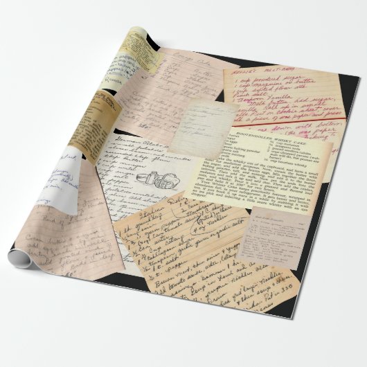 おばあちゃんのヴィンテージレシピ包装紙 ラッピングペーパー (アンロールド)