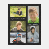 おばあちゃんの写真おばあちゃんが男の子をブラックと呼ぶ フリースブランケット (正面)