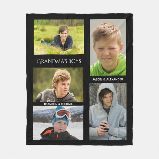 おばあちゃんの写真おばあちゃんが男の子をブラックと呼ぶ フリースブランケット (正面)