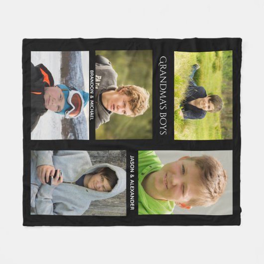 おばあちゃんの写真おばあちゃんが男の子をブラックと呼ぶ フリースブランケット (正面(横))