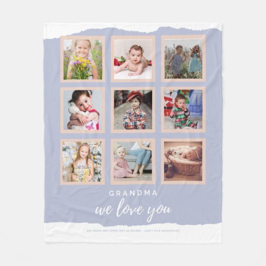 おばあちゃんの写真の贈り物 – フォトコラージュおばあちゃん フリースブランケット (正面)