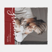 おばあちゃんの写真エレガントスクリプトの個人用メッセージ フリースブランケット (正面(横))