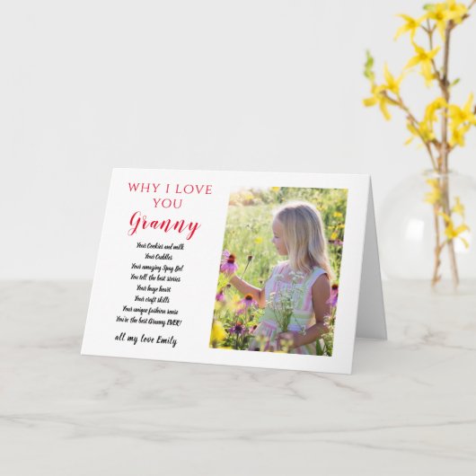 おばあちゃんの写真ギフトあなたが彼女を愛するすべての理由 カード (黄色い花)
