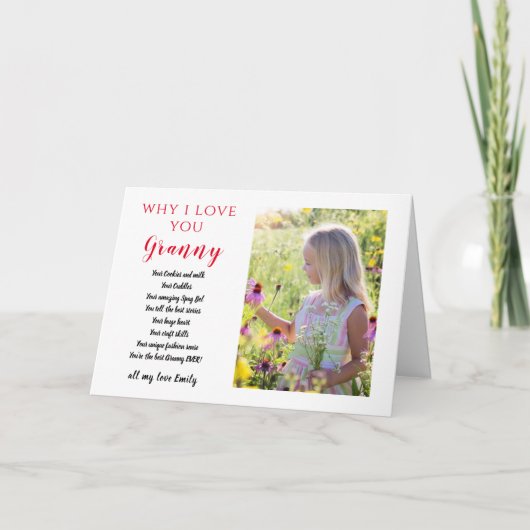 おばあちゃんの写真ギフトあなたが彼女を愛するすべての理由 カード (正面)
