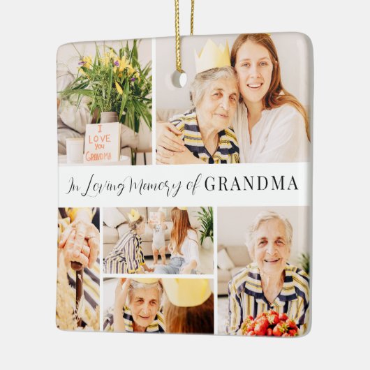 おばあちゃんの写真コラージュの愛モダンの記憶で セラミックオーナメント (左)