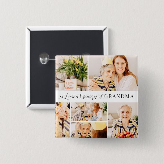 おばあちゃんの写真コラージュの愛モダンの記憶で 缶バッジ (正面&裏面)