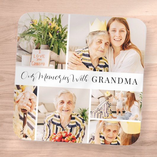 おばあちゃんの写真コラージュモダンで私たちの思い出 スクエアシール
