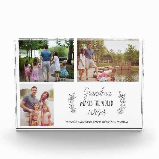おばあちゃんの写真コラージュ祖父母の日のギフト フォトブロック (正面)