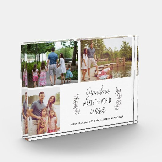 おばあちゃんの写真コラージュ祖父母の日のギフト フォトブロック (左)