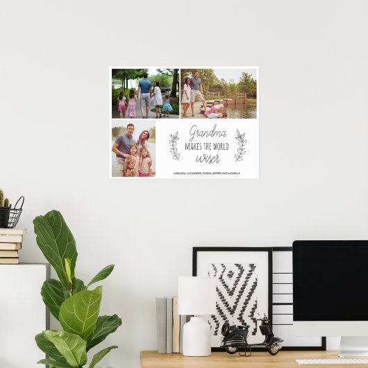 おばあちゃんの写真コラージュ祖父母の日のギフト ポスター (ホームオフィス)