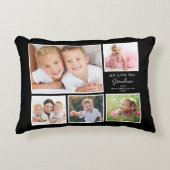 おばあちゃんの写真コラージュ私たちはブラックあなたを愛 アクセントクッション (正面)