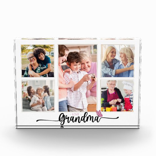 おばあちゃんの写真コラージュ5枚のおばあちゃん フォトブロック (正面)