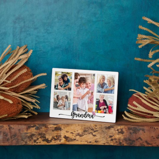 おばあちゃんの写真コラージュ5枚のおばあちゃん フォトプラーク (側面)