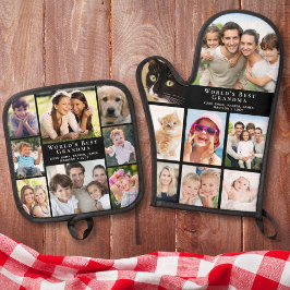 おばあちゃんの写真コラージュ 鍋つかみ&鍋敷きセット