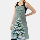 おばあちゃんの冬の雪のスプルースの木をパーソナライズ エプロン (インサイチュ)