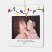 おばあちゃんの初めてのクリスマスカラフルライト写真 セラミックオーナメント (左)