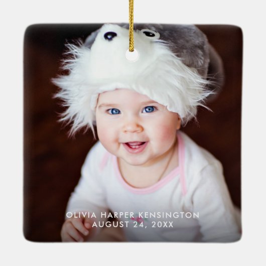 おばあちゃんの初めてのクリスマスカラフルライト写真 セラミックオーナメント (裏面)