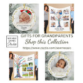 おばあちゃんの初めてのクリスマス写真金ゴールドの葉 セラミックオーナメント