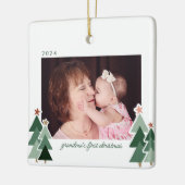 おばあちゃんの初めてのクリスマス素朴ツリー2枚 セラミックオーナメント (左)